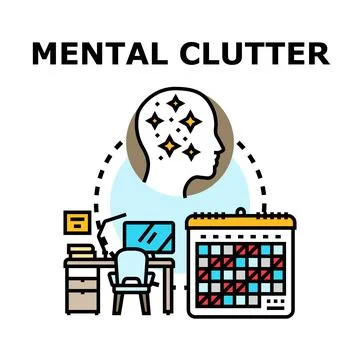 Mental clutter concept connecting desk work and calendar schedule Stock Illustration