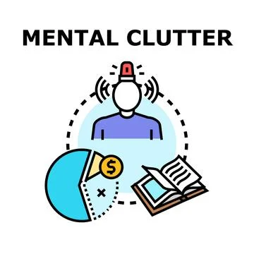 Mental clutter creating stress and information overload Stock Illustration