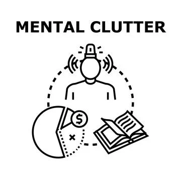 Mental clutter creating stress and information overload Stock Illustration