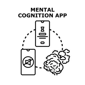 Mental cognition app developing brain activity and memory Illustrazione stock