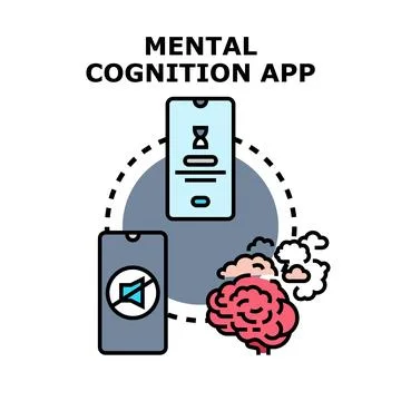 Mental cognition app developing brain activity and memory Illustrazione stock