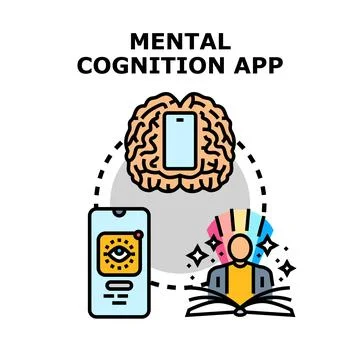 Mental cognition app developing human brain intelligence Stock Illustration