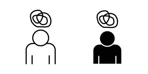 Mental disorder icon in black and white. vector icon pack for websites Stock Illustration