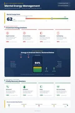 Mental Energy Dashboard Infographic Vector Cognitive Vitality Stock Illustration