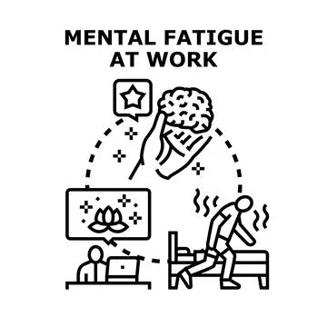 Mental fatigue at work causing brain burnout Stock Illustration