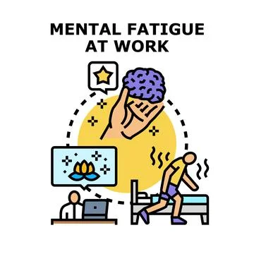 Mental fatigue at work causing brain burnout イラスト素材