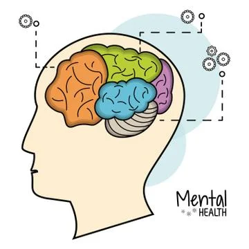 Mental health brain function image Stock Illustration