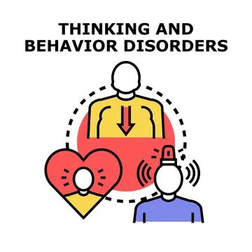 Mental health challenges conceptualizing thinking behavior disorders Illustrazione stock