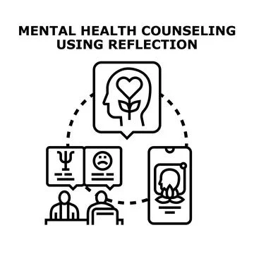 Mental health counseling using reflection for well being Stock Illustration