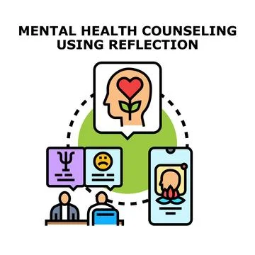 Mental health counseling using reflection for well being Stock Illustration