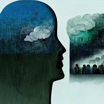 Mental health disorder such as Clinical depression, Anxiety disorder, Bipolar Stock Illustration