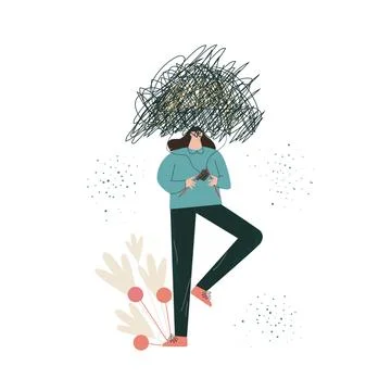 Mental health problem self-help, self-care concept  abstract metaphor illustr Stock Illustration