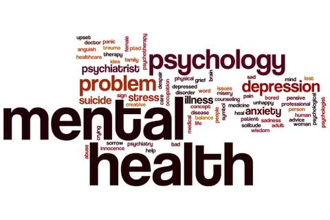 Mental health word cloud Stock Illustration