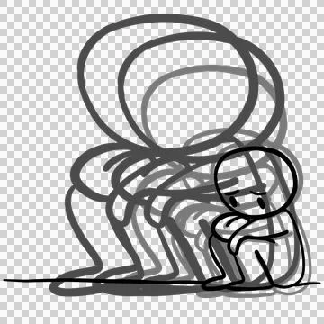 Mental Illness alone and shadow Stock Illustration