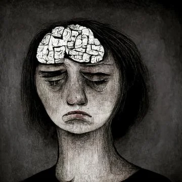 Mental illness include depression, anxiety disorders, schizophrenia, eating d Stock Illustration
