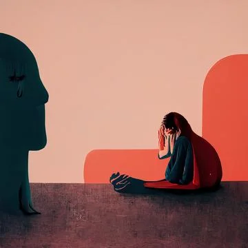 Mental illness include depression, anxiety disorders, schizophrenia, eating d Illustrazione stock