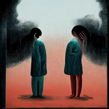 Mental illness refers to a wide range of mental health condition anxiety, dep Illustrazione stock