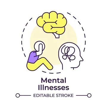 Mental illnesses multi color concept icon Stock Illustration