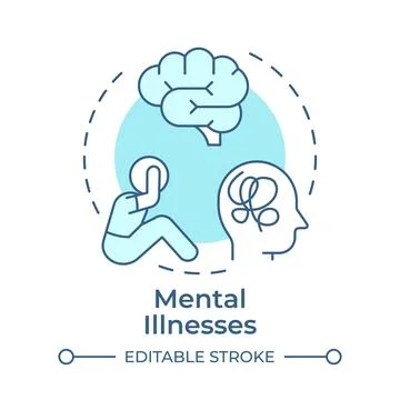 Mental illnesses soft blue concept icon Stock Illustration