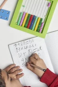 Mental math for adults. Doing math Stock Photos