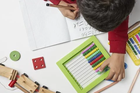 Mental math for adults. Doing math Stock Photos