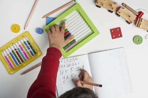 Mental math for adults. Doing math Stock Photos