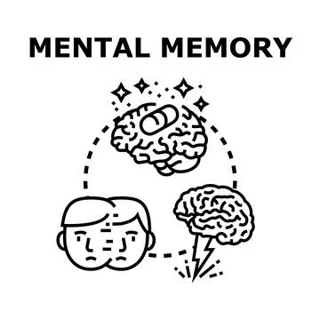 Mental memory problems causing human stress and brain illness Stock Illustration