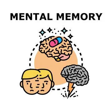 Mental memory problems causing human stress and brain illness Stock Illustration