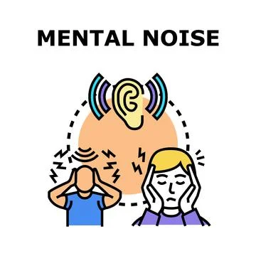 Mental noise causing stress and overwhelming sensory input Stock Illustration