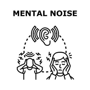 Mental noise causing stress and overwhelming sensory input Stock Illustration
