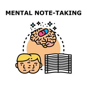 Mental note taking concept developing memory strategy Stock Illustration