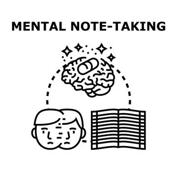 Mental note taking concept developing memory strategy Stock Illustration