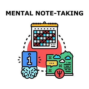 Mental note taking concept managing information planning Stock Illustration