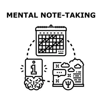 Mental note taking concept managing information planning Stock Illustration