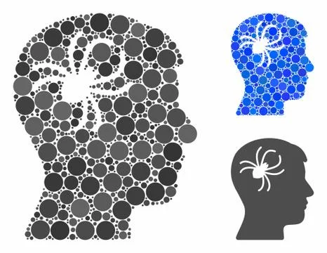 Mental parasite spider Composition Icon of Spheric Items Stock Illustration