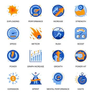 Mental performance icons set in flat style. 스톡 일러스트