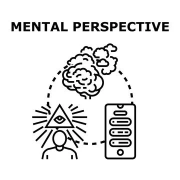 Mental perspective influencing thinking and digital communication Stock Illustration
