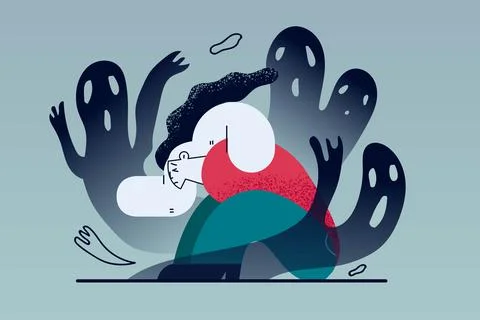 Mental problems, Depression, grief concept Stock Illustration