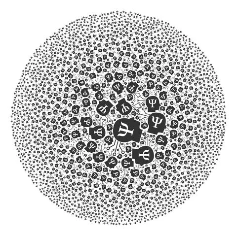 Mental Programming Icon Round Globula Collage Stock Illustration