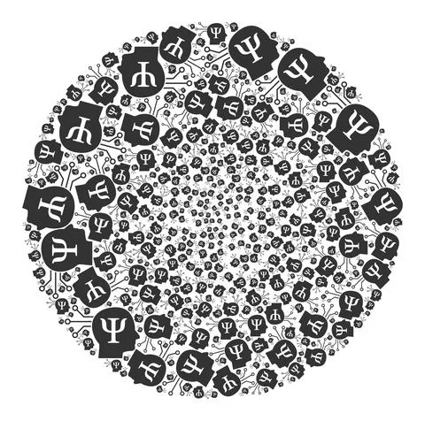 Mental Programming Icon Spheric Bubble Collage Stock Illustration