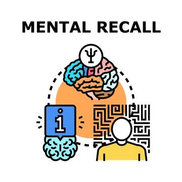 Mental recall activating human long term memory process イラスト素材
