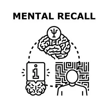 Mental recall activating human long term memory process Illustrazione stock