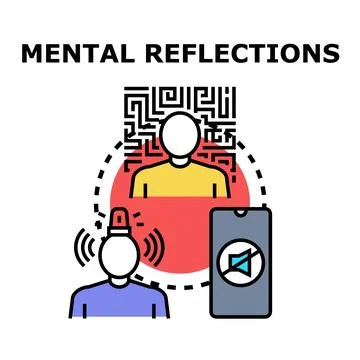 Mental reflections contemplating technology and information processing Stock Illustration