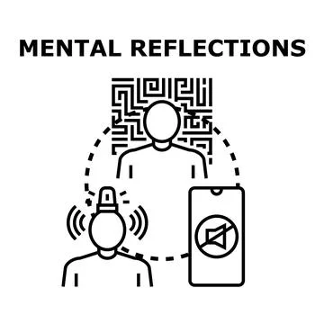 Mental reflections contemplating technology and information processing Stock Illustration