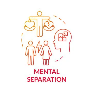 Mental separation red gradient concept icon Illustrazione stock