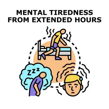 Mental tiredness from extended hour work 스톡 일러스트