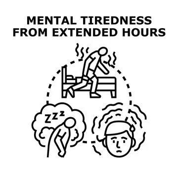Mental tiredness from extended hour work 스톡 일러스트