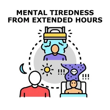 Mental tiredness from extended hours concept vector Stock Illustration