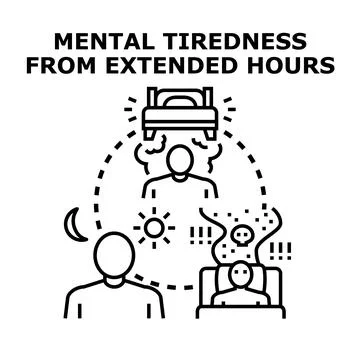 Mental tiredness from extended hours concept vector Stock Illustration