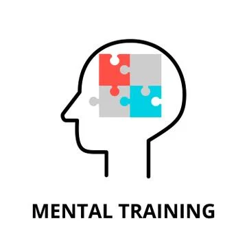 Mental Training icon, flat thin line vector illustration Stock-Illustration